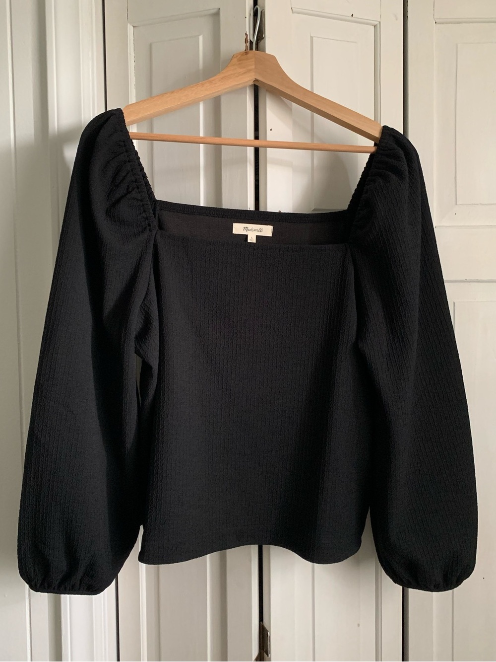 Madewell Women’s Black Top with Elegant Square Neckline Size L